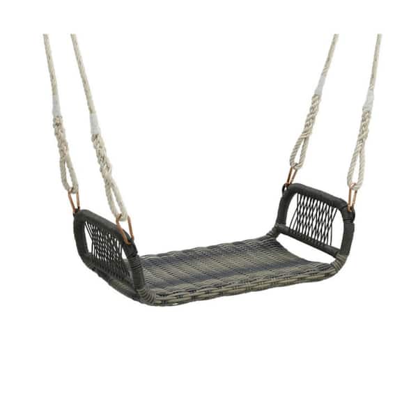1-Person Wicker Porch Swing Seat with Armrests in Brown