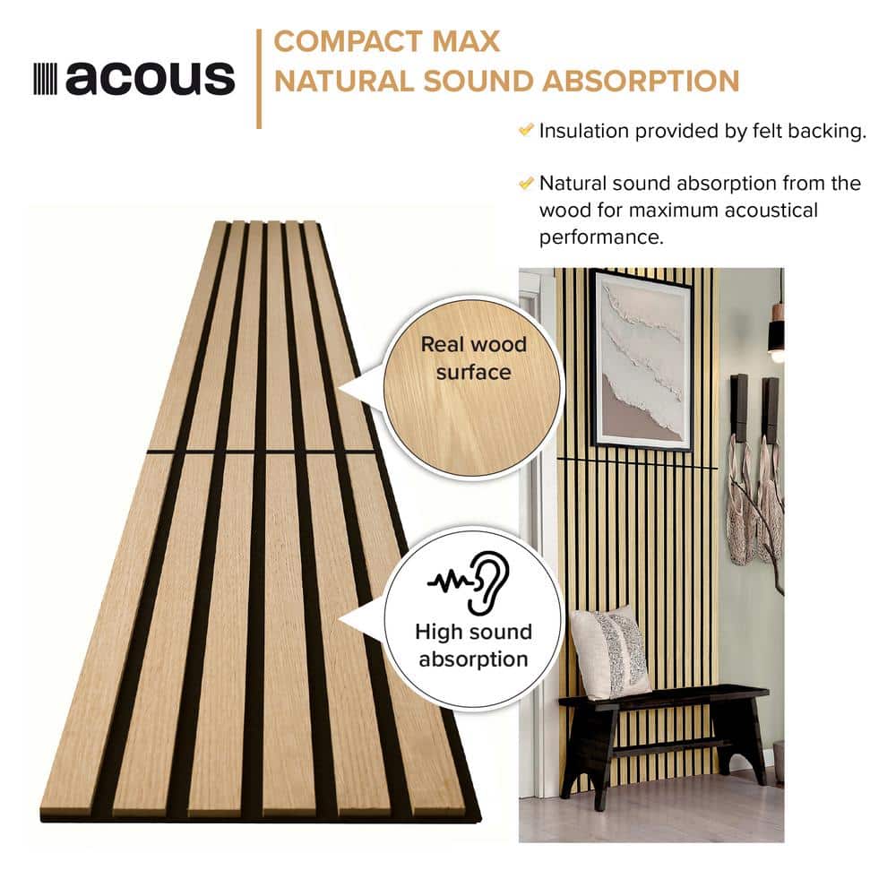 Light Oak 12'' x 96'' Foldable Wall Panels with Horizontal Slats