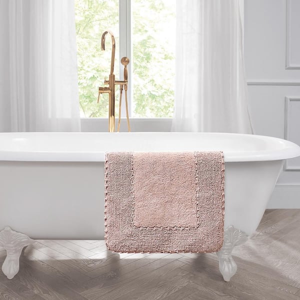 Laura Ashley 20 in. x 34 in. Blush Cotton Ruffle Bath Rug