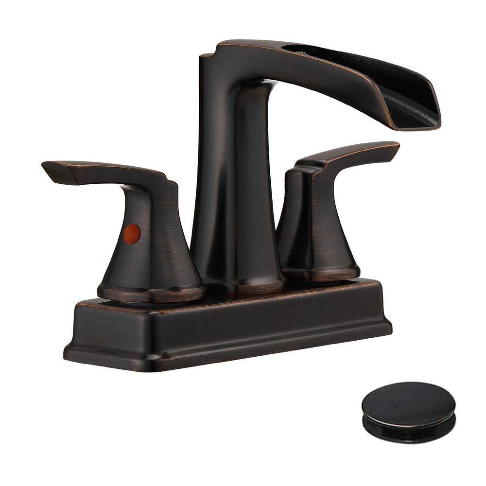 5.35 in. H 4 in. Centerset Double Handle Waterfall Bathroom Faucet in Oil-Rubbed Bronze price history on PriceWatchPro