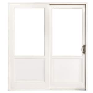 72 in. x 80 in. Right-Hand Low E White Finished Composite Shaker Gliding Double Prehung Patio Door with Nickel Handle