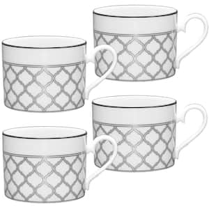 Eternal Palace 8.5 fl. oz. (Platinum) Porcelain Tea Cups, (Set of 4)