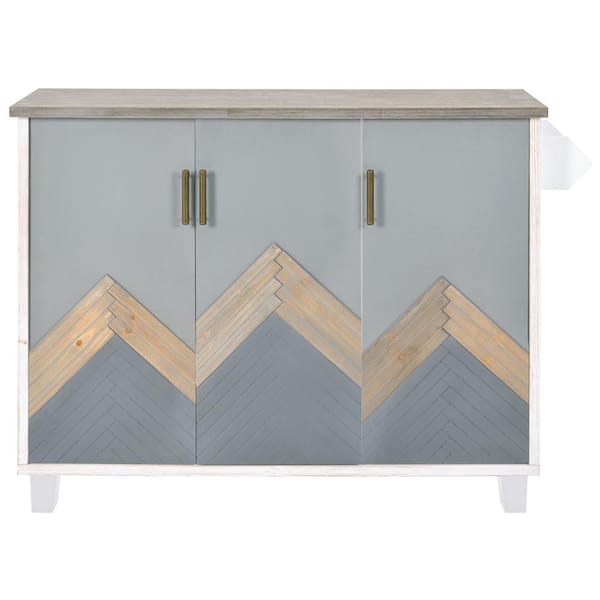 Unbranded White Oak Kitchen Cart with Drop Leaf and Internal Storage Racks