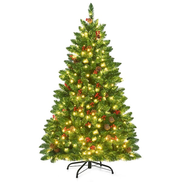 4.5 ft. Pre-Lit LED Slim Fraser Fir Artificial Christmas Tree with 300 Twinkling White Lights