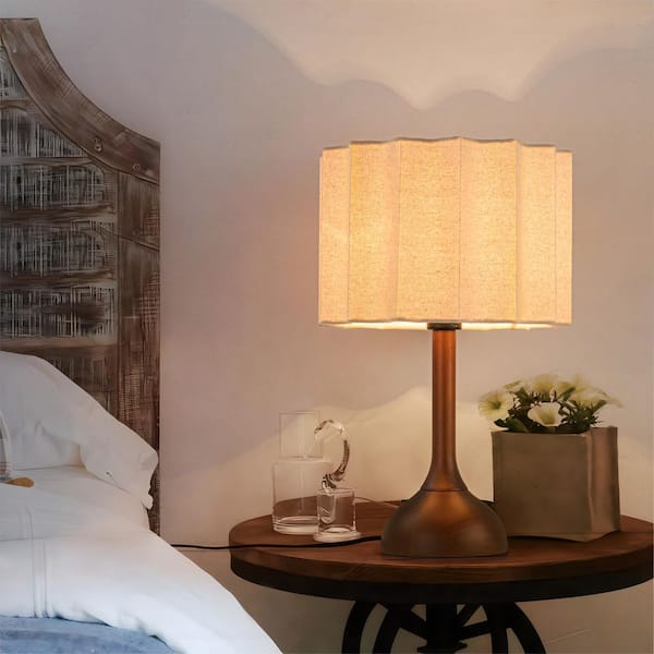 19.7 in. 1-Light Beige Table Lamp with Linen Shade