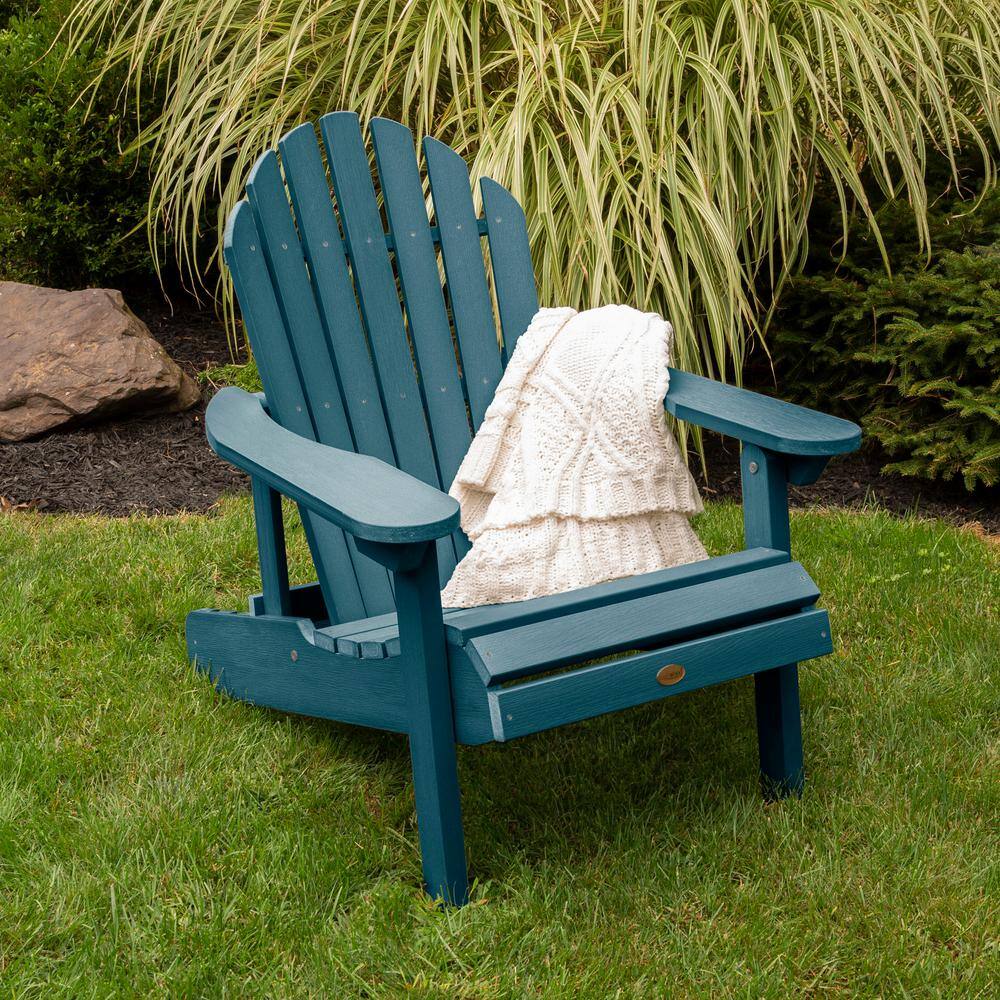 Nantucket Blue Folding Reclining Adirondack Chair with Arms