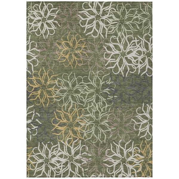 Chantille Machine Washable Indoor/Outdoor Abstract ACN2973 Olive 10 ft. x 14 ft. Area Rug