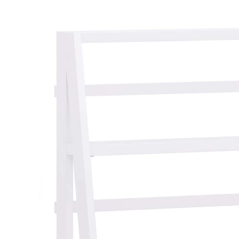 White Solid Wood 72" Ladder Bookcase