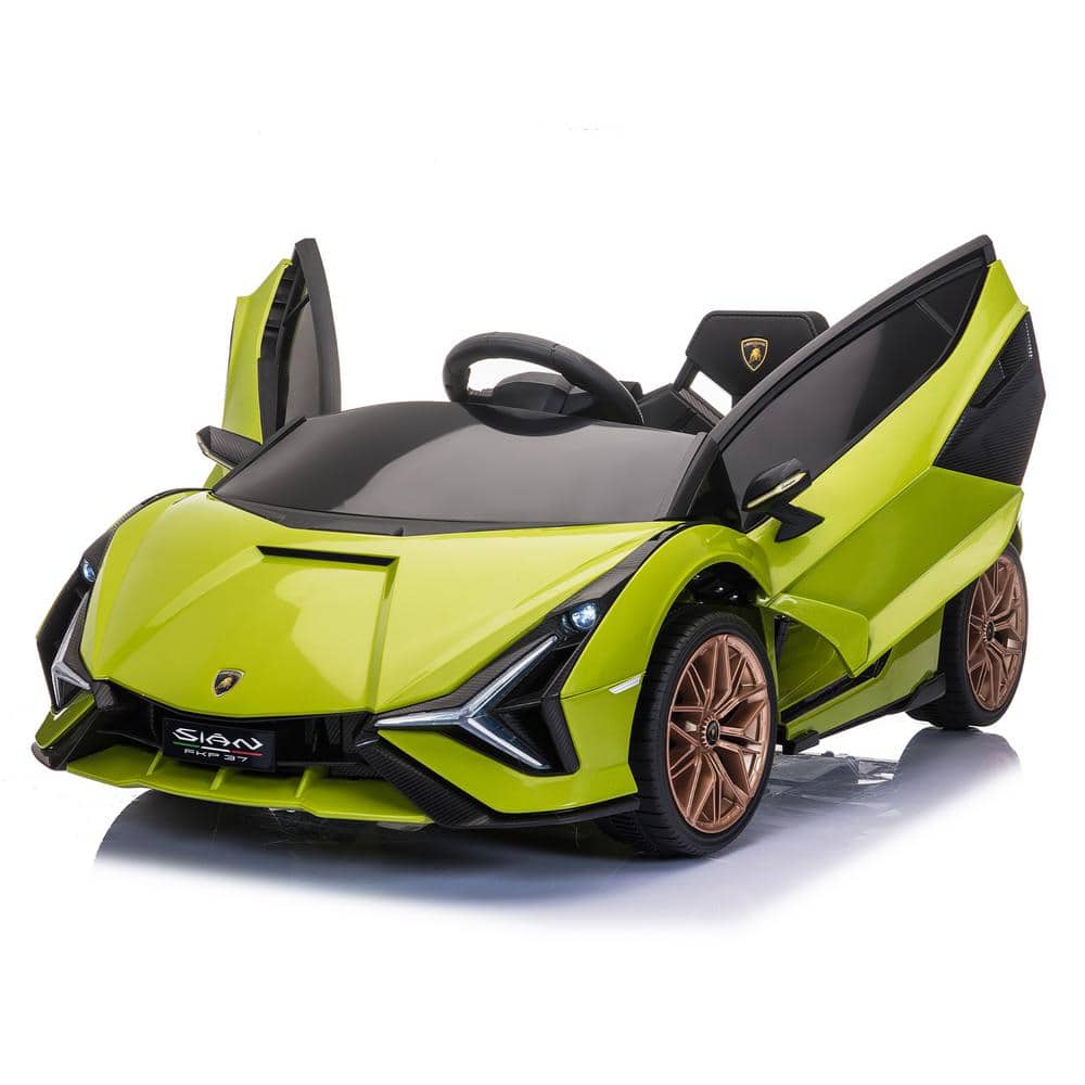 TOBBI Licensed Lamborghini Sian 12-Volt Kids Electric Ride On Car with Remote Control, Green, Greens