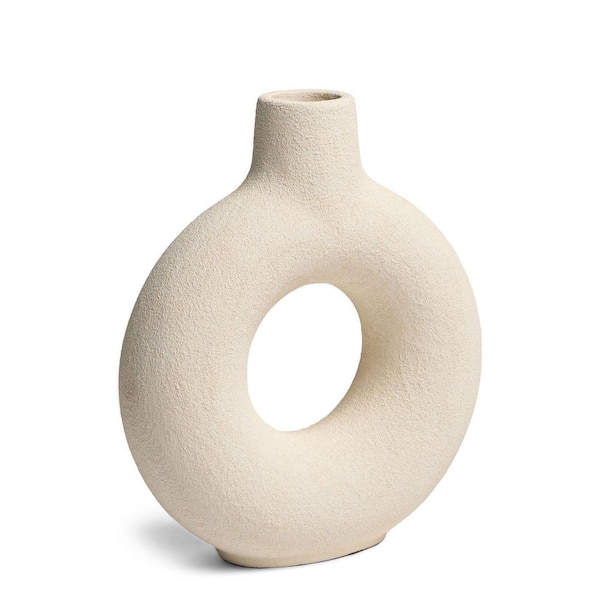 MAVEN LANE Villa Moda Oona Decorative Modern Ring Vase, Medium, White