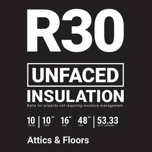 R-30 Unfaced Fiberglass Insulation Batt 16 in. x 48 in.