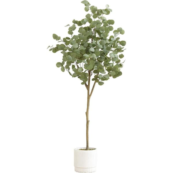 HOME IMPORTS EMPORIUM 6ft. Artificial Eucalyptus Tree with White Decorative Planter