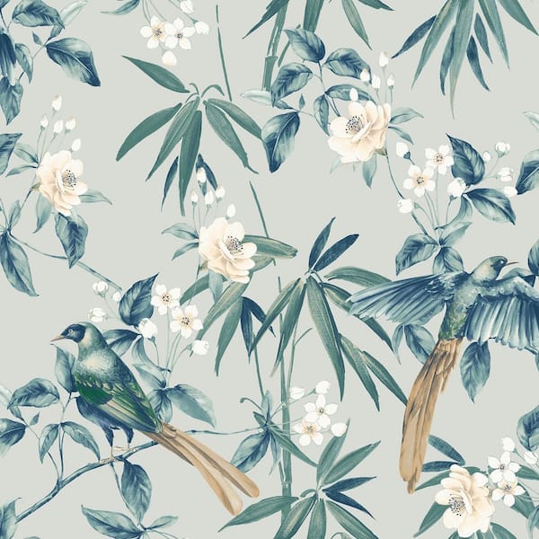 Arthouse Suzume Green Birds and Blooms Wallpaper Sample