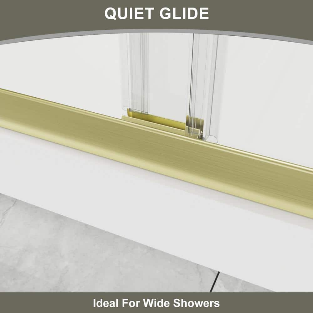 60 in. Brushed Gold Semi-Frameless Sliding Shower Door with Clear Glass