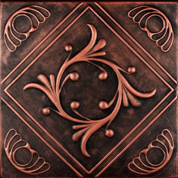 A La Maison Ceilings Diamond Wreath Black Copper 1.6 ft. x 1.6 ft. Decorative Foam Glue Up Ceiling Tile (384 sq. ft. /case)