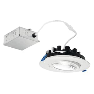 Direct-to-Ceiling 6 in. Round Gimbal White 2700K Integrated LED Canless Recessed Light Kit