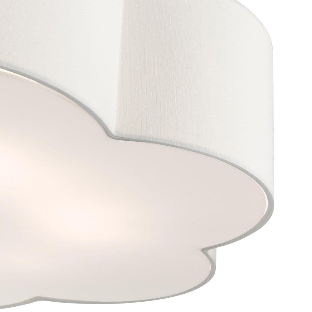 Chelsea Brushed Nickel 6-Light Semi-Flush Mount with Scalloped Shade
