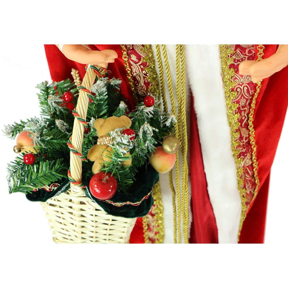 Life-Size Red Velvet Dancing Mrs. Claus with Basket