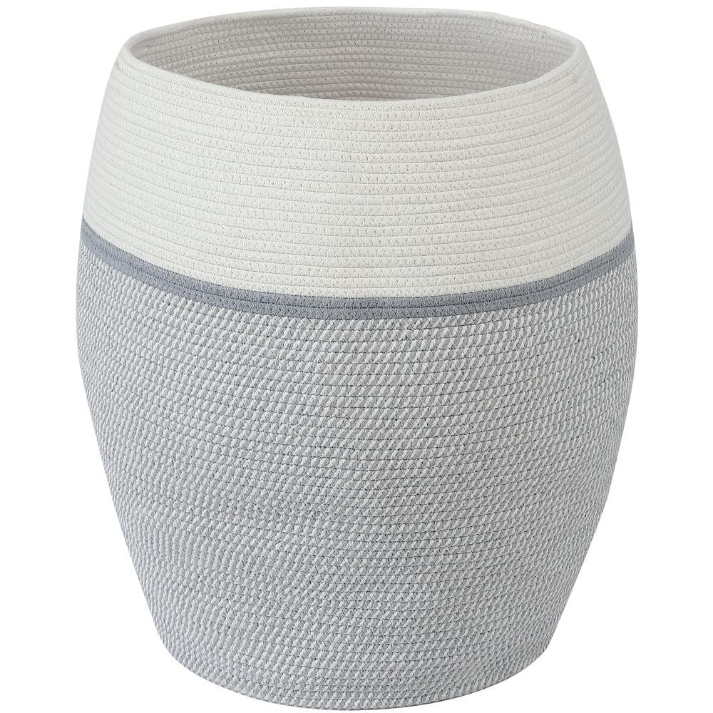 Grey Polyester Bohemian Storage Basket (Set of 2)