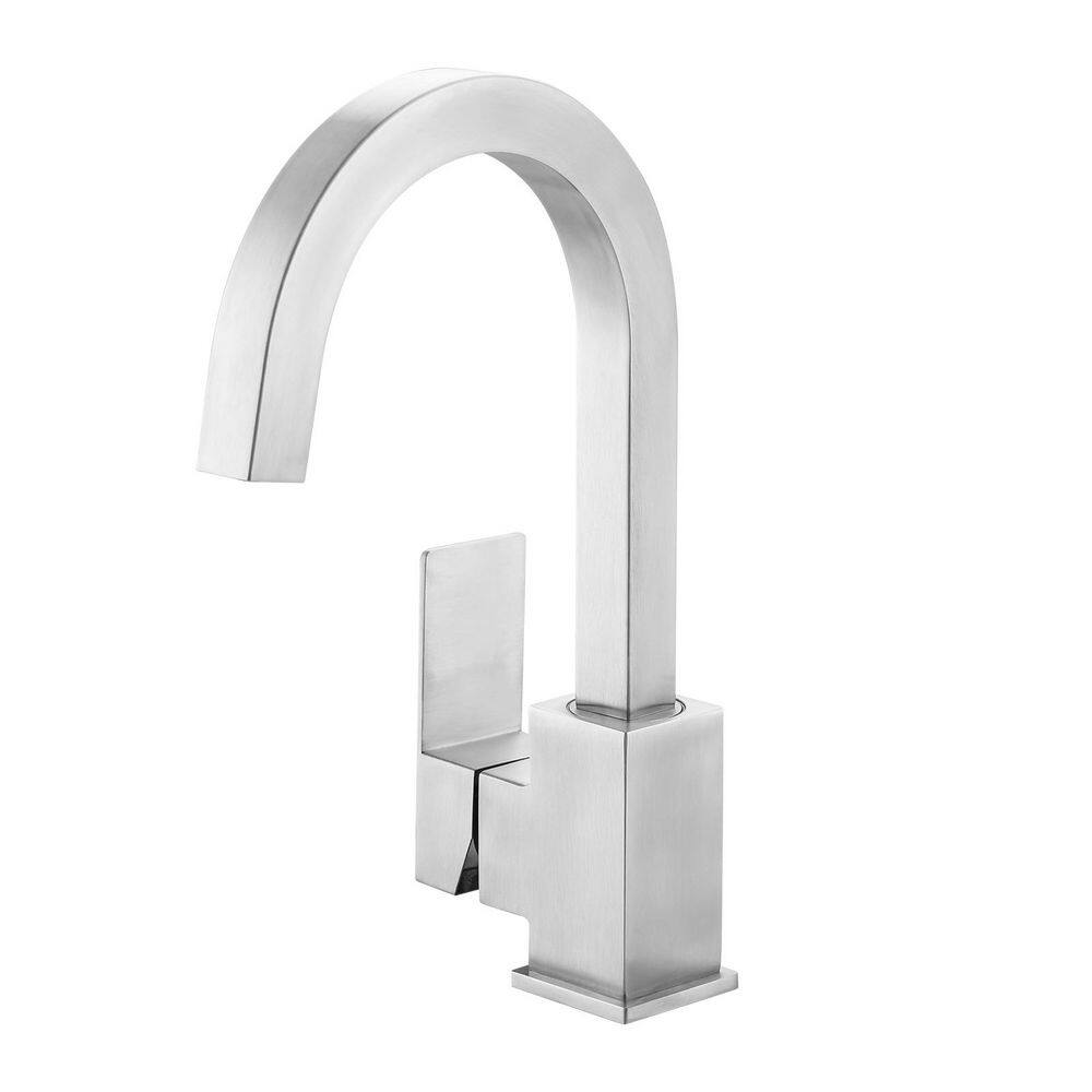 Stainless Steel Single-Handle 360° Swivel Single Hole Deckplate Bar Faucet with Modern Design in Brushed Nickel price history on PriceWatchPro