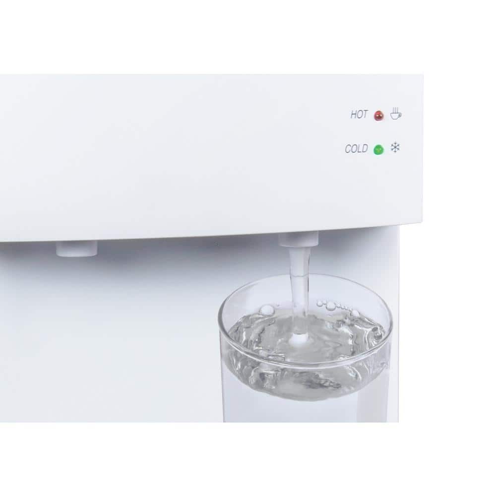 White Freestanding Hot and Cold Water Dispenser with Child Safety Lock