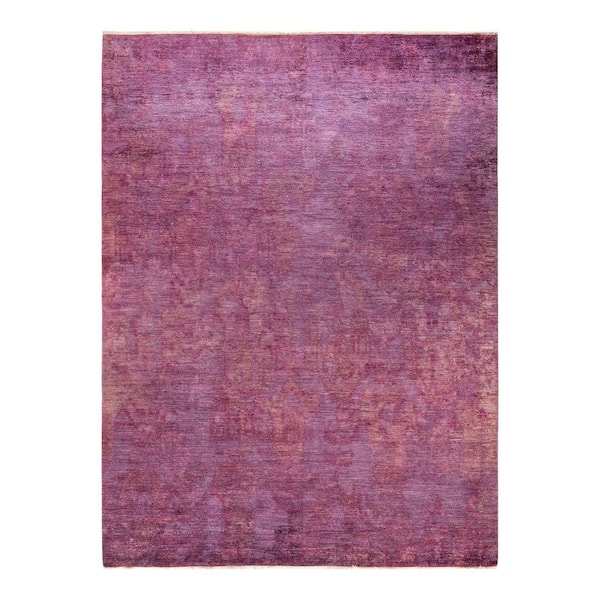 Solo Rugs Modern One-of-a-Kind Contemporary Purple 8 ft. 10 in. x 11 ft. 9 in. Overdyed Area Rug