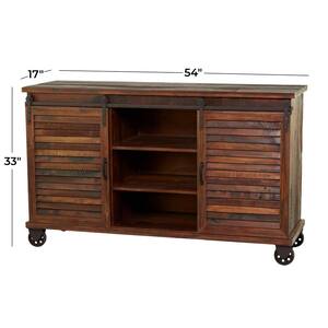 Brown 6 Shelves and 2 Doors Buffet with Wheels 54 in. x 33 in.