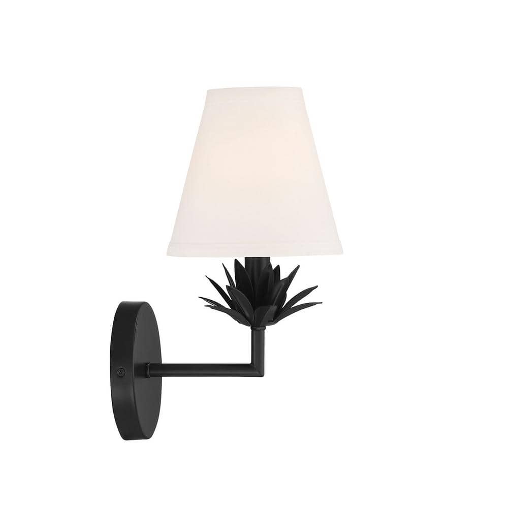 Rosalie Floral Bobeche Matte Black Outdoor Wall Sconce