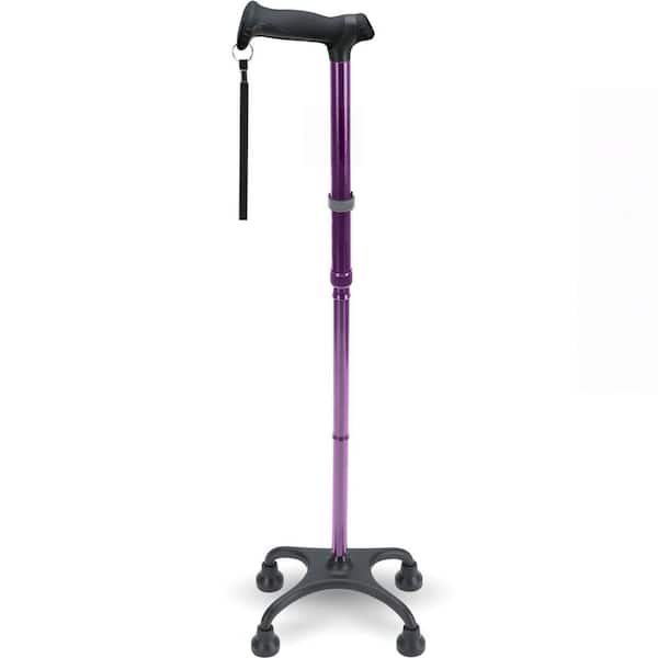 Purple Quad Cane, Walking Cane with Ergonomic Handle and Graceful 4-Pronged Base, Adjustable Walking Sticks for Seniors