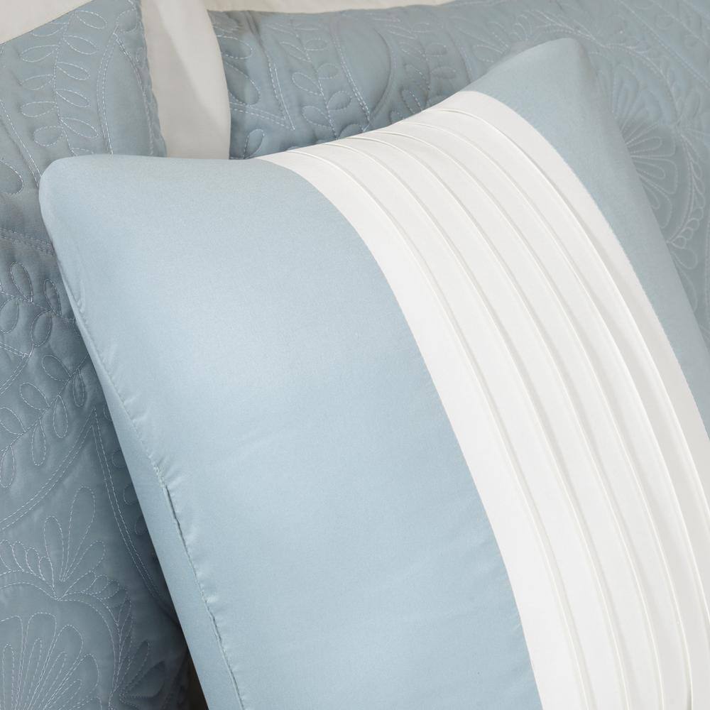 Blue Reversible King Microfiber Bedspread Set with Shams