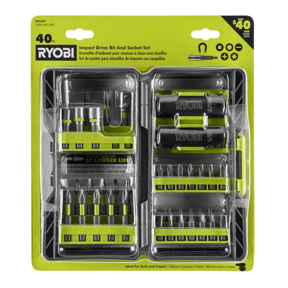 RYOBI 40-Piece Impact Drive Bit Set and Socket A96401 - The Home Depot