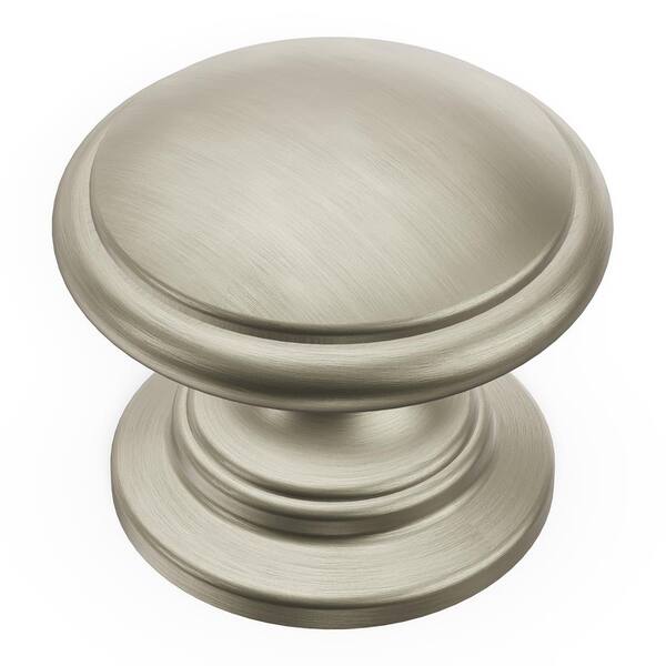 Colonial Brushed Nickel Mushroom Cabinet Knobs With Backplate - 1 3/8 Inch - Set Of 1 (Used)
