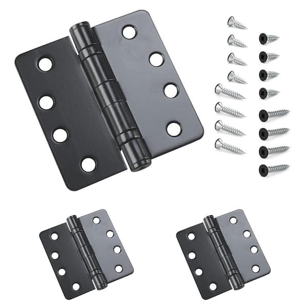 Onward 4 in. x 4 in. Black Full Mortise Ball Bearing Butt Hinge with Removable Pin (3-Pack)
