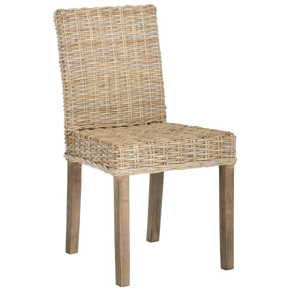 Natural Rattan and Mango Wood Dining Side Chair Set