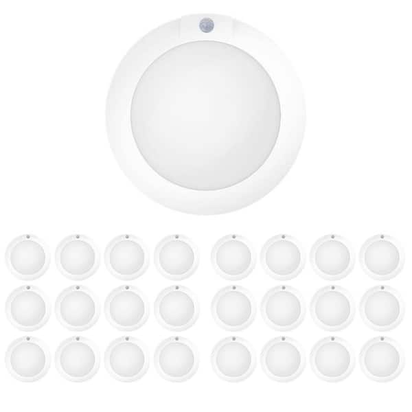 5.5 in. 36-Watt Equivalence White Integrated LED Flush Mount with Motion Sensor 24-Pack