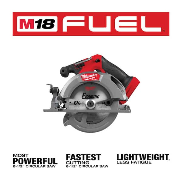 M18 FUEL 18V Lithium-Ion Brushless Cordless 6-1/2 in. Circular Saw (Tool-Only) w 24-Tooth Framing Circ Saw Blade(2-Pk)
