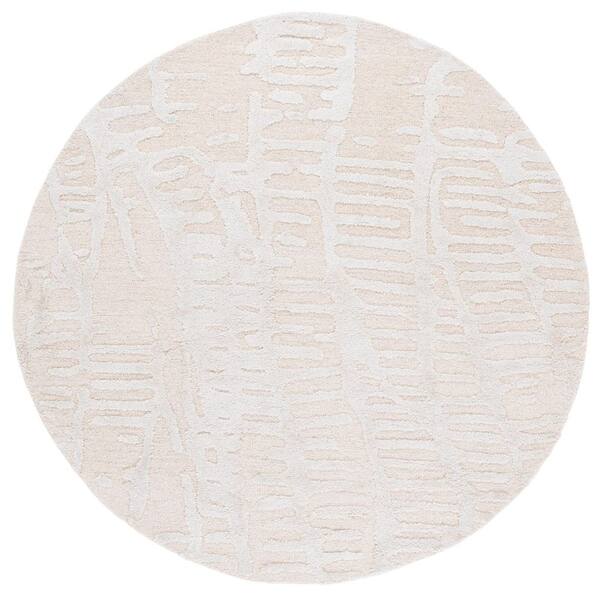 Mykonos 6 ft. x 6 ft. Ivory/Beige Abstract Round Rug