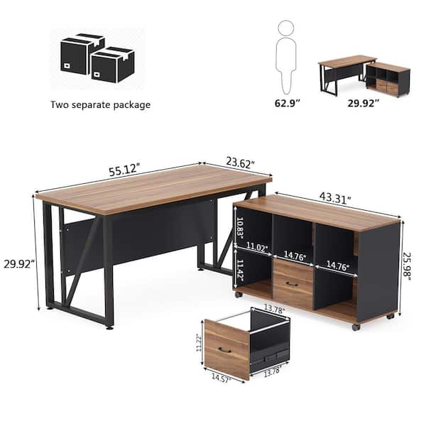 Hiroyuki　TRUCK FURNITURE DESK Tribesigns Lantz 55.1 in. L-Shaped Desk Brown Engineered Wood 2