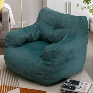 37 in. W x 39.37 in. D x 27.56 in. H Green Soft Cotton Linen Fabric Bean Bag Chair