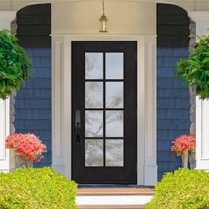 Regency 36 in. x 80 in. Full 8-Lite Right-Hand/Outswing Clear Glass Onyx Stained Fiberglass Prehung Front Door
