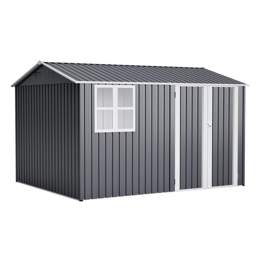 10 ft. W x 8 ft. D Gray Metal Shed with Window and Lockable Doors (80 sq. ft.) price history on PriceWatchPro