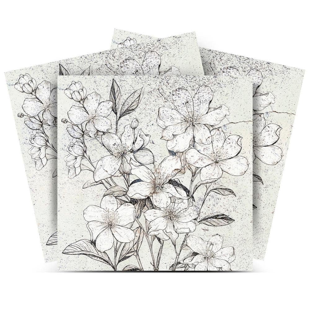 MI ALMA Gray and White R57 12 in. x 12 in. Vinyl Peel and Stick Tile