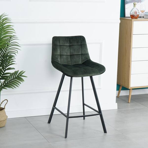 Seafuloy 37.4 in. Green High Legs Leisure Bar Side Chair with Back (set of 2)