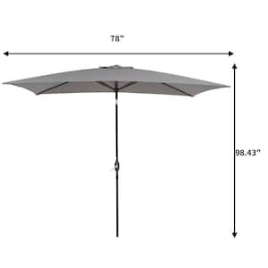 10 ft. x 6.5 ft. Rectangular Market Patio Umbrella with Push Button Tilt and Crank Lift in Gray