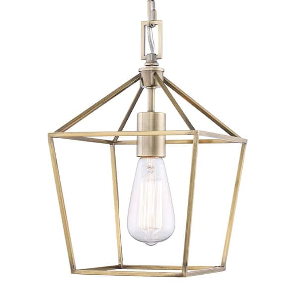 1 Light Mini Brass Finish Pendant Light Fixtures Porch Lighting