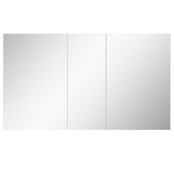 52 in. W x 30 in. H Rectangular Frameless Aluminum Medicine Cabinet with Mirror and Soft-Close Hinges