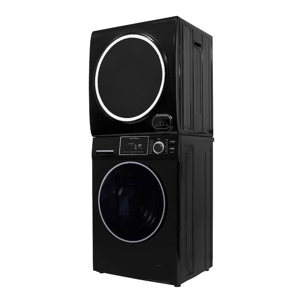 110V 1.62cu.ft. Washer w/Pet Cycle and 110V 3.5 cu.ft. Vented Digital Sensor Dryer stackable Washer Dryer Combo in Black