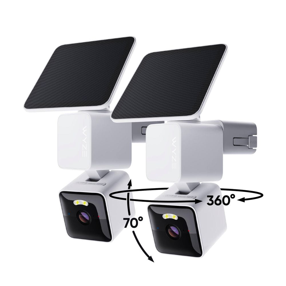 Solar Cam Pan 2K HD 2-Pack, Smart Security Camera, Solar Charging, Pan/Tilt, Color Night Vision, Spotlight, Siren, White price history on PriceWatchPro