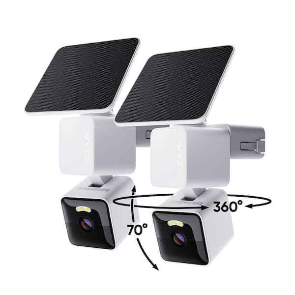 Solar Cam Pan 2K HD 2-Pack, Smart Security Camera, Solar Charging, Pan/Tilt, Color Night Vision, Spotlight, Siren, White