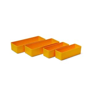 Single Compartment Storage Organizers for Toolboxes and Tool Bags, Yellow - 4 Pack (2 Large and 2 Small)